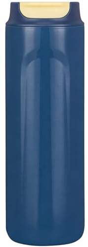 Calolin 470ml Travel French Press, Insulated Stainless Steel Coffee Maker, Double-Wall, 316L Interior, Portable Press Filter Mug for Loose Leaf Tea, Coffee, 8.7 in Tall, Dark Blue