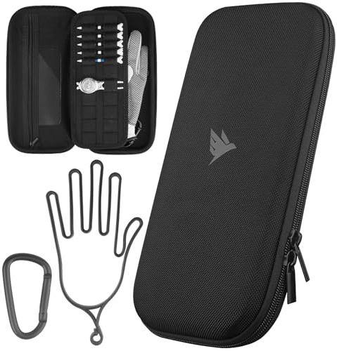SWIFTEE Golf Glove Case Holder with Heavy-Duty Carabiner, Full-Length Divider, Airflow Ventilation Holes, Storage for Phone, Tees & Divot Tools