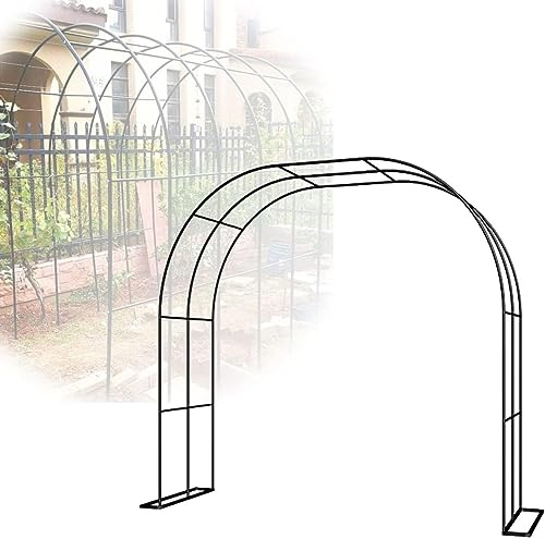 Arche de jardin en métal galvanisé à chaud pour plantes grimpantes Largeur 120 cm Hauteur 220 cm Profondeur 50 cm Support pour roses et vignes Finition noire