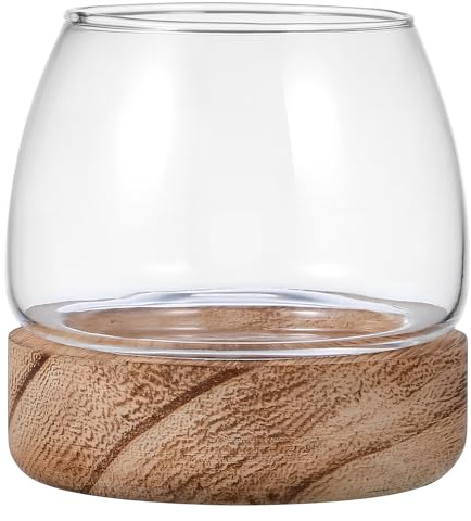 Hohopeti Vaso Rotondo in Vetro Trasparente per Pesci Rossi e Piante Ciotola Ampia e Resistente Decorazione Elegante per Soggiorno e Centro Tavola