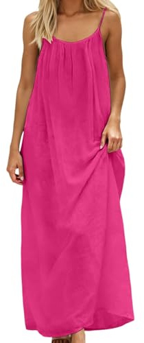YOSUWOAI Abito da donna con schiena scoperta, estivo, maxi abito da spiaggia, con spalline sottili, per il tempo libero, elegante, abito lungo, da spiaggia, vestibilità larga, camicia da notte, O