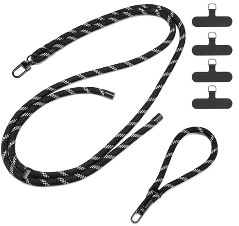 DUX DUCIS Paquete de 2 Cordones Universales para Teléfono, Correa Cruzada Ajustable (1.6m) y Correa de Muñeca (0.33m) con 4 Parches, Accesorios Manos Libres para Viaje y Uso Diario