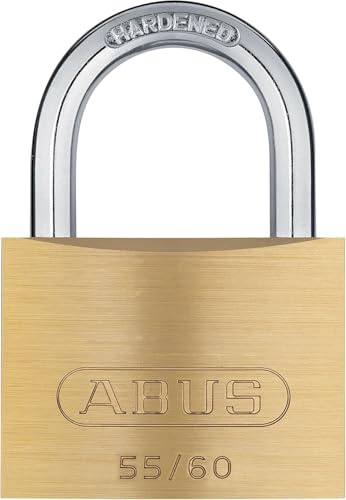 Abus - 55/60 60mm Messing Vorhängeschloss Gleichschließend 5601 - ABUKA02877 | Massiver Messingkörper, gehärteter Stahlbügel mit Anti-Pick-Schutz, doppelt verschraubt ab 30 mm Bügelstärke