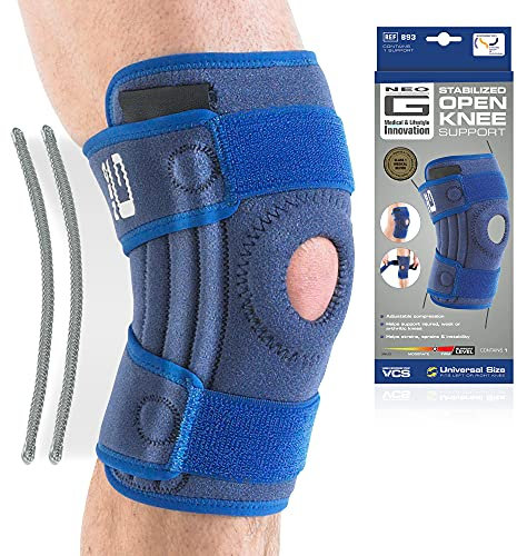 Neo-G Knee Support Brace Stabilised Open Patella - For Knee Pain Arthritis, Joint Pain, Meniscus Tear, Ligament Injuries - Adjustable Compression Knee Support Patella Knee Strap