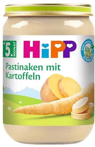 HiPP Bio Pastinaken mit Kartoffeln (6 x 190g), Babygläschen ab 5. Monat, ohne Salzzusatz, mit Omega-3, ideal für den Beikoststart