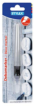 Stylex 32811 - Permanentmarker silber, permanent und wasserfest, abgeschrägte Malspitze mit Strichstärke ca. 1 - 4 mm, mit Pumpsystem, zum Dekorieren, Verzieren und Gestalten