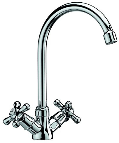 DP Grifería GCC005 Grifo de Fregadero Serie Almendro en Cromo, Plateado