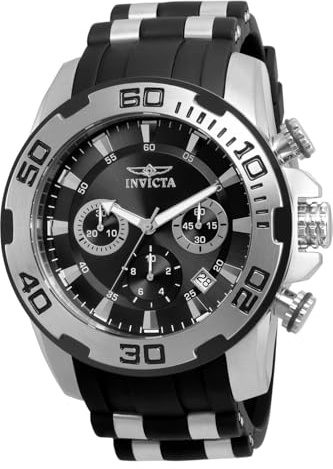 Invicta Men's Pro Diver Scuba 50mm Gold Tone, Silver Tone, Stainless Steel and Silicone Chronograph Quartz Watch, Gold/Black Silver/Black (Model: 22312, 22311)