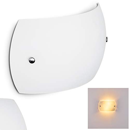 Wandlampe Pilar aus Glas in Weiß, moderne Wandleuchte mit Lichtspiel an der Wand, 2 x E14, Innenwandleuchte mit Up & Down-Effekt, ohne Leuchtmittel