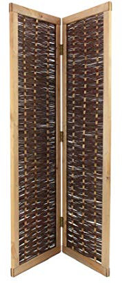 Weiden Raumteiler als Paravent, 2teilig mit 180x120cm - Mobiler Raumtrenner Weidenwand 1,8m x 1,2m