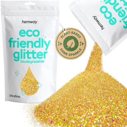 Hemway Biologisch abbaubare Eco Körper Glitter - Cosmetic Safe - 100g Feinstsichter 1/128 - Gold holografischen