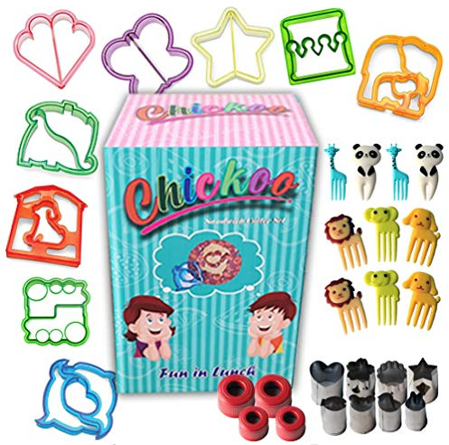 Chickoo 31pcs Sandwich Cutters for Kids Lunch - Turn Vegetables, Fruits, Cheese, Bread, Cakes, Cookies and Uncrustables Into Fun food - DIY add to Bento Box and Lunch Box for Toddlers Boys and Girls.