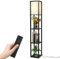 Tom-shine Lámpara de pie de madera con Control Remoto con Estantes Decorativos, Atenuador Dimmer Continuo 3 Temperaturas de Color (Negro)