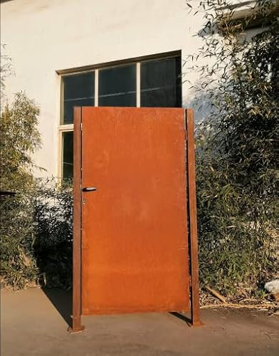032064-1C 032064-1C-R 032064-1C Patina Garden Gate with Posts Made of Corten Steel 1.2 mm Grate Handmade Width 101.5 cm (including Posts 6 cm) Height 150 cm 032064-1C