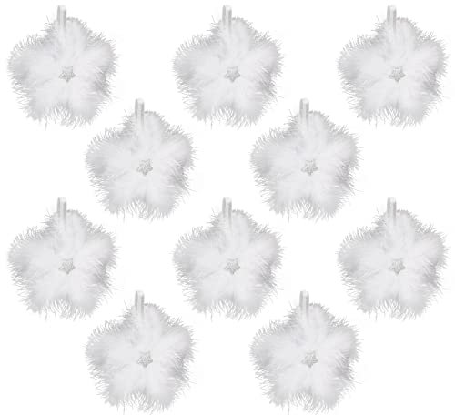 MWOOT 10 Stück Federn Weihnachtsschmuck Weiß, Stern Weihnachtsbaum Schmuck, Weiß Christbaumschmuck für Christbbaumdeko, Weihnachtsdeko Baumschmuck Anhänger Accessories, Christmas Ornament
