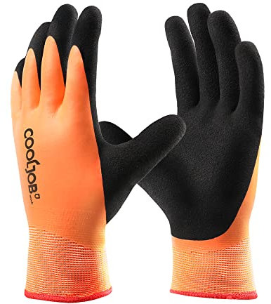 COOLJOB Wasserfeste Arbeitshandschuhe, Winter Warm Gartenhandschuhe, Kälteschutz-Winterhandschuhe für Außenarbeiten, Orange (1 Paar XL)