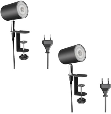 ledscom.de 2x Klemmleuchte WAIKA, Schalter, schwarz matt, inkl. LED GU10 Lampe, 3-Stufen Dimmen: max. 374lm warmweiß