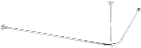 Misounda Duschvorhangstange L Form 95 x 95 cm ohne Bohren - 304 Rostfreier Edelstahl - Duschstange für Badewanne & Dusche - inkl. 12 Ringe