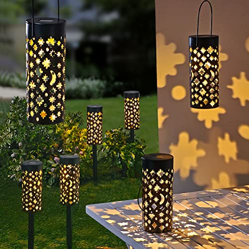 LED Solar Gartenleuchte 3 in 1 2er Set schwarz Outdoor Lampe | Dekorative Außenleuchten im schwarzen Design für Beete, Eingangsbereiche und gemütliche Sitzplätze