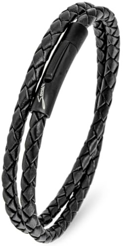 Simaru Echtleder Armband mit Edelstahl Hakenverschluss für Frauen & Männer Made in EU, hautfreundliches Wickelarmband echtes Leder