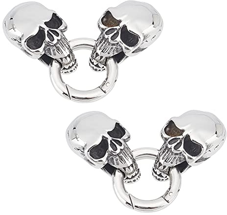 UNICRAFTALE 2Stk Schlüsselringe 304 Edelstahl Tibetan Style Schädel Karabiner Antique Silver 13mm Schlüsselanhänger Skelett Leder Cord Ende für Schlüsselanhänger Schmuck machen