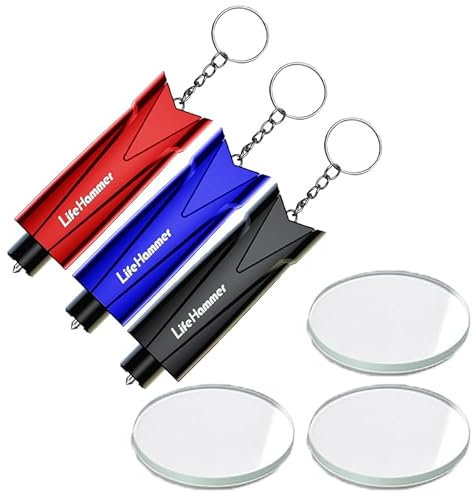 BOSOIRSOU 3 Stück Notfall Fensterbrecher Sicherheitsgurtschneider Schlüsselanhänger, 2-in-1 Auto Glasbrecher Notfall Escape Tool Autozubehör