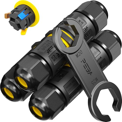 PEBA Kabelverbinder Wasserdicht 3 polig, IP68 Wasserdichte Kabelverbinder 4-12mm Kabeldurchmesser, Verteilerdose außen, 3-Leiter, Verbindungsklemme mit Hebel für Outdoor, 3 Stück Abzweigdose Schwarz