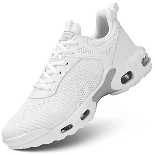 KEEZMZ Men's Fashion Sneaker Non Slip Air Running Shoes for Men Athletics Sport Trainer Tennis Basketball Shoes White