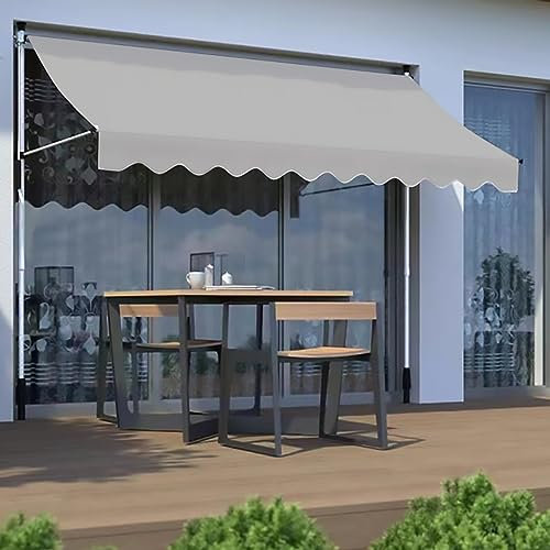 HIAPES Markise Balkon, Klemmmarkise, Retractable Manual Awning, Markise 3/4m Breit ohne Bohren Wasserdicht, für Terrasse (Weiß Stehen) 2m WeißerStänder-1