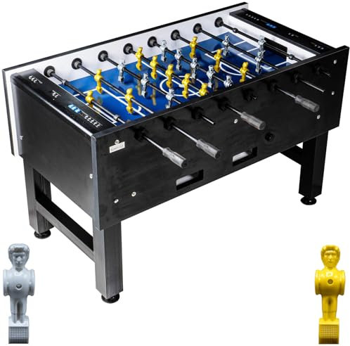 RAMROXX Fußball Tischkicker Turnier Fireball blaues Spielfeld Figuren Weiss Gelb 95kg