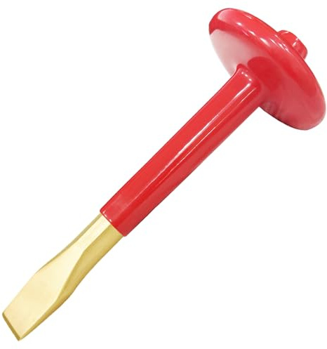 WEDO Non-Sparking Flat Chisel 8 Point Hex,Brick Chisel,Masonry Chisel,Cement Chisel with Thickness Hand Guard,Aluminum Bronze,Length 160mm,Suitable for Petrochemical Industry, Garage