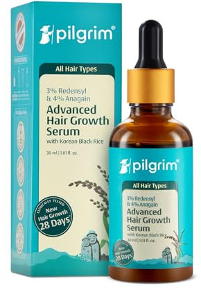 Pilgrim Redensyl 3% + Anagain 4% + Baicapil Advanced Hair Growth Serum (30ml) for Scalp with Korean Black Rice, Saw Palmetto Control Hair Fall, Stimulate Hair Regrowth, Increase Hair Density