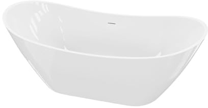 LAVITA Freistehende Badewanne Modena 1720 Acryl 172x73x74 cm Badewannen Oval Form Moderne Acryl-Wanne Freistehend 2 Personen 262 L Antimikrobielle Beschichtung Weiß Glanz