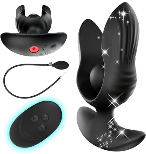 AMAZBEE Plug Anale Gonfiabile, Giocattolo Dildo Gigante Regolabile con Valvola di Rilascio a Torsione Plug Anal Massaggiatore Prostatico Dilatatore Stimolatore Sessuale per Uomini e Donne (electrify)