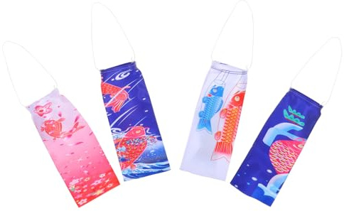 IMIKEYA 4pcs Japanese Carp Streamer Decoration Festival Windsock Flag Hanging Garden Decor Fish Decoration