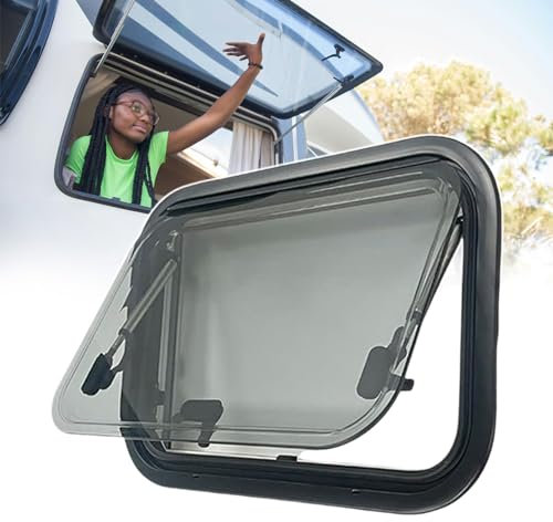 pealiritansemen Caravan Side Window, RV Extrapolation Window With Integrated Roller Blind And Fly Screen, With Sun Visor Curtain, For Caravans, Trailers, Modified Vehicles,600X300mm