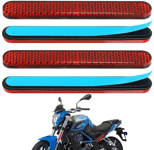 TAIHOBO 4 stycken 100 × 13 x 7 mm motorcykeldekaler, E4-godkänd motorcykelbakreflektor, mini universell cykelreflektor, rektangulär röd reflektor för skoter cykel motorcykel