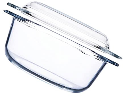 CIYODO Bol en Verre Résistant la Chaleur 1l avec Couvercle en Verre Trempé, Compatible Micro-ondes et Four, Soupière Transparente Pratique pour Cuisson et Service, Ustensile Cuisine Polyvalent