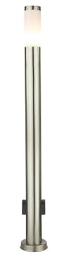 Moderne Wegeleuchte aus Edelstahl in Silber mit zwei Steckdosen, Höhe 110cm
