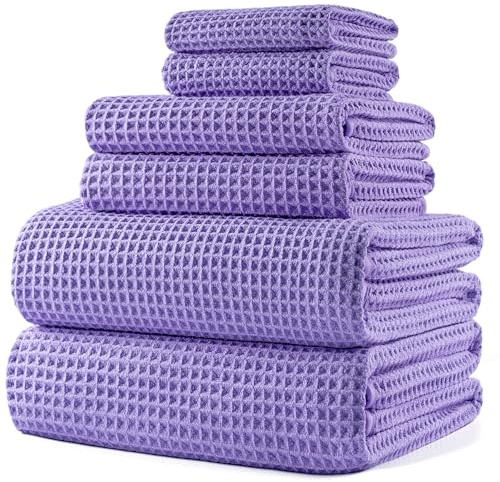 Polyte 6er Set Badetücher Mikrofaser Waffel Schnelltrocknend 430 GSM
