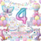 Vajilla para Fiesta de Unicornio, Mariposas 4 Años Fiesta Cumpleaños Niñas, Unicornio Vajilla Cumpleaños Decoracion Incluye Platos Taza Servilletas para 4 Años Cumpleaños 16 Invitados
