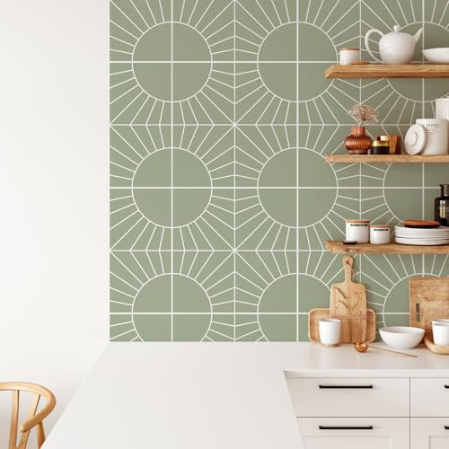 Piastrelle Adesive Cucina Verde Salvia Pannelli Decorativi Adesivi Per Pareti In PVC - Piastrelle Adesive Resistente All'Acqua E All'Olio Per Cucina E Bagno,Mattonelle Adesive Cucina 10 PC(20X20cm)