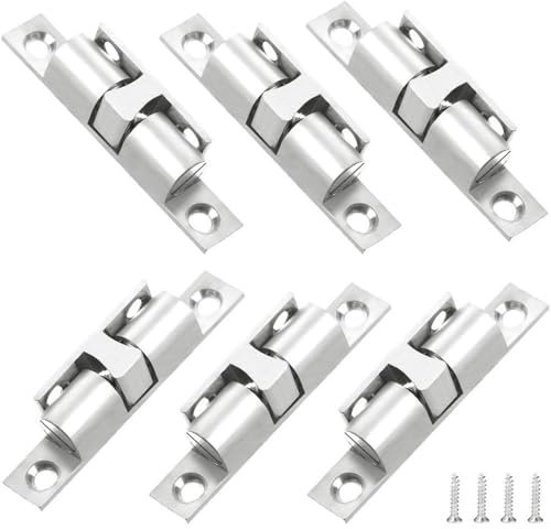 6 Pcs Brass Cabinet Cupboard Door Catch Ball Tension Catch Furniture Latch for Cupboard Latch, Internal Doors, Shoe Closet (Silver)