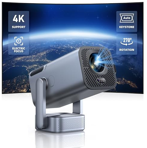 Mini Beamer Native 1080P Beamer 4K - 【Elektrischer Fokus & Auto Vertikale Trapezkorrektur & 270°drehbar】 TOPTRO WiFi Bluetooth Beamer Klein Outdoor Projektor für Handy, X8 Beamer 4K Heimkino