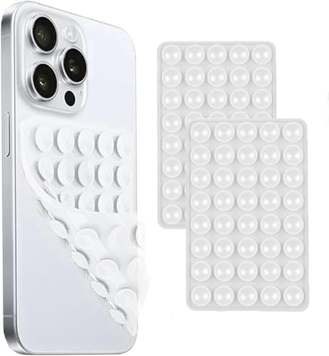 2PCS Silicone Suction 40 Cup Phone Case Mount Double Sided Silicon Sticky Phone Grip with Higher Suction Power for,Hands-Free Accessories Holder for Selfies and Videos (Transparent)