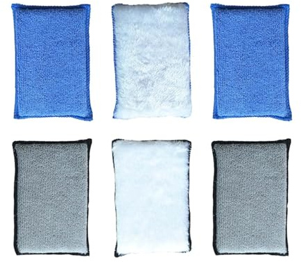 6 pièces Éponge de nettoyage pour intérieur de voiture,13*9cm Tampons de nettoyage en microfibre,Éponge de nettoyage intérieur, Tampon de nettoyage pour voiture,pour nettoyer l'intérieur de la voiture
