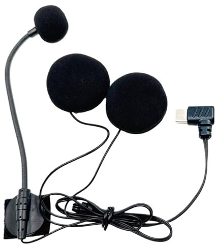 Generico Audio Per Moto - Microfono Integrato Per Caschi Da Moto - Cuffie con Connettore Tipo-C Impermeabili ad Alta Definizione con Riduzione del Rumore per Streaming e Studio Video