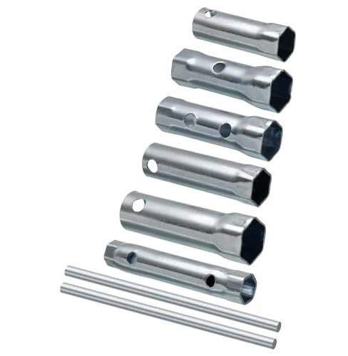 TA-VIGOR 7Pcs Spark Plug Socket Wrench Set, Double-Ended Spanner with T-Handle Bars Carbon Steel Ignition Tool Kit for Auto Motorcycle Tiller (8/10mm, 21mm, 10/12mm, 16/18mm, 16mm, 17/19mm)