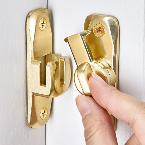 Litensh Flip Door Latch Lock, 90/180 Degree Right Angle Barn Door Gate Latches Lock Zinc Alloy Hardware Bold Thickened Anti-Rust Door Sliding Door Latch Lock fo Cabinets (1, Gold)