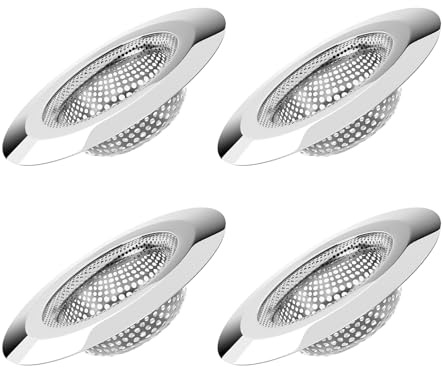 4 Stück Abflusssieb Dusche, 7.5cm Haarsieb Dusche, Edelstahl Rostfrei, Duschsieb Abfluss Haare, Badewannenabflusssieb Universal für Waschbecken, Küche